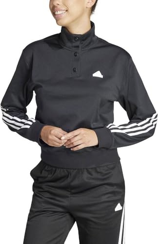 Adidas Donna Iconic Wrapping 3-Stripes Snap Track Jacket, Black/White, S