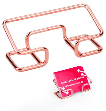 lasuroa Visitenkartenhalter Metall für den Schreibtisch, Visitenkarten Halterung Metall Roségold Visitenkartenständer Visitenkarten Organizer für Damen Herren Bürobedarf, 1 Stück