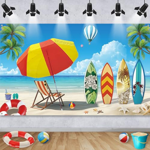 Beach Party Banner, Strand Party Deko Banner, Hawaii Party Dekoration, Beach Surfing Party Hintergrund Banner für Sommer Party Deko, Groß Hawaii Party Banner für Tropisch Beach Party Deko, 185×110cm