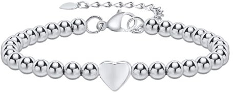 FLHEART Armband Silber Damen Bracelet Women - Edelstahl Armschmuck Verstellbare 16+5cm Herzen Armbänder，18 Karat Silber Herz Armband Geschenke für Frauen Mädchen Geburtstag