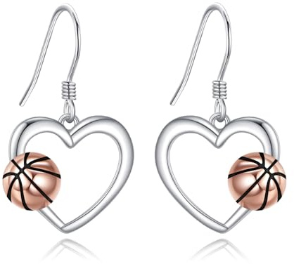 ONEFINITY Basketball Ohrringe 925 Sterling Silber Herz Basketball Sportschmuck für Frauen Spieler Sportliebhaber