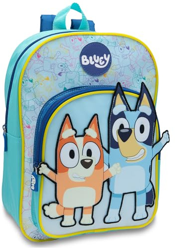 Bluey barnryggsäck förskola barnväska pojkar och flickor barnkammare ryggsäck med stor framficka - blå