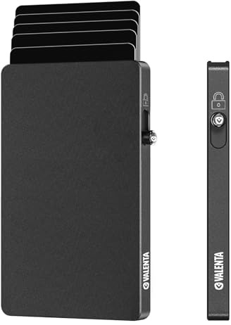 Valenta Aluminium MagSafe-kortskydd med ejektor för iPhone, grafitgrå, upp till 7 kort, minimalistisk design, supertunn korthållare, RFID-blockering, extra stark magnet, robust aluminium, grafitgrå,
