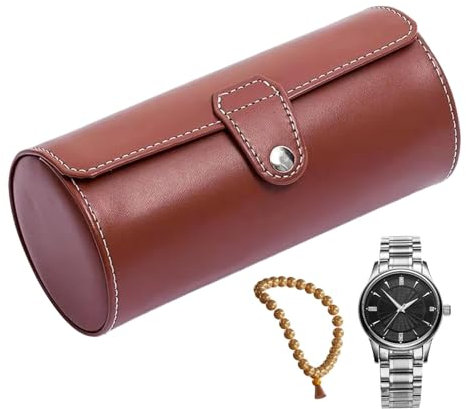 Portaoggetti per orologi – Custodia da viaggio con rotolo per orologi, organizer per scatola porta orologi in pelle | Scatola porta orologi con 3 scomparti, porta orologi, custodia per braccialetti, a