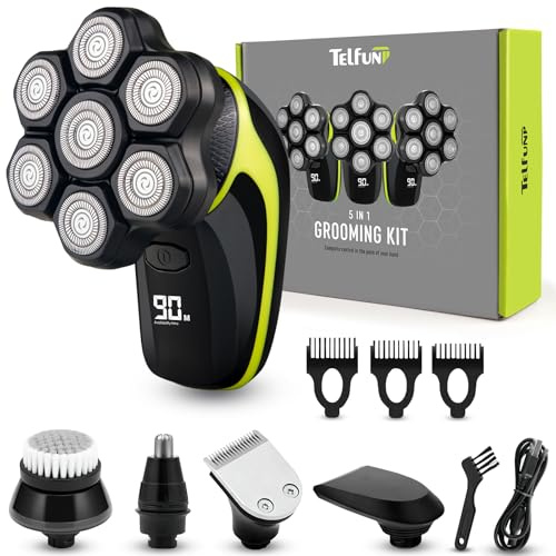 Head Shavers for Bald Men, Detachable Head Shaver, IPX7 Waterproof Wet Dry Bald Head Shavers, 7D LED Display Electric Rechargeable Head Shaving Kit with Type-C Charge