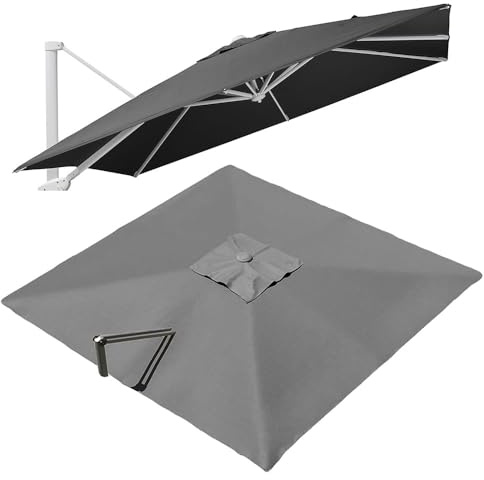 VLKLPZAHAK Ombrello rettangolare da giardino 300 x 400 cm Tenda parasole di ricambio per ombrellone a sbalzo 8 doghe, tessuto di ricambio per ombrellone da tavolo (grigio, 4 x 3 m (13 x 9,8 piedi)