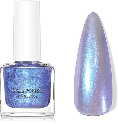 Blue Purple Nail Polish - Aurora Pearl Nail Varnish - Shimmer Glitter nail Polish - 60 Seconds Quick Dry Nail Varnish - No Chip Long Lasting nail polish - Breathable Nail Polish for Women DIY Manicure
