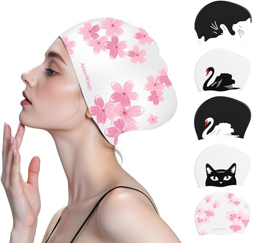 Large Swim Cap for Women Men, Swimming Caps for Long Hair Adults Youths,Silicone Swim Hats Bathing Caps to Keep Hair Dry