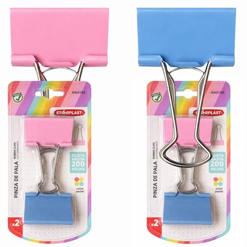 Lot de 4 pinces à épiler colorées pastel pour documents et dossiers 50 mm – Grandes pinces métalliques résistantes – Peut contenir jusqu'à 200 feuilles avec une seule pince | Bureau et maison