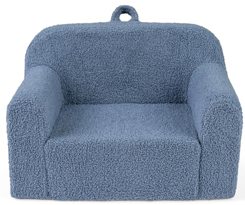 Costzon Kids Couch, Comfy Toddler Sofa Chair with Soft Fleece Fabric Cover, Kids Furniture for Playroom, Children Reading Armchair for Boys & Girls Aged 3+ Birthday (Medial,Blue)