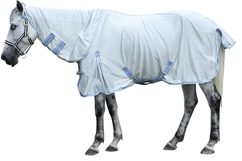 Gallopoff Couverture Anti-Mouches pour Chevaux, Mailles Larges Gris 125 cm