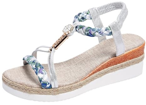 Generiska damsandaler – sommar kilsandaler ortopediska boho-sandaletter, T-remmar, glitter, strandskor, mjuka sulor, remsandaler, semester, sommarskor, utomhus, strandskor, fritid, sandaler