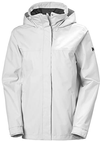 Helly-Hansen Women's Aden Waterproof Windproof Breathable Packable Hood Rain Coat Jacket, 001 White, Medium