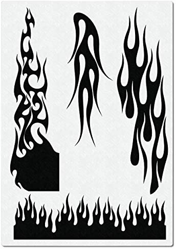 Herterich Products | Airbrush Schablone | Hot Rod Feuer & Flammen Stencil | Hochwertige Mylarfolie | Lösemittelbeständig | Tattoo und Graffiti Vorlage