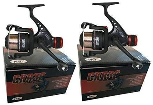 2 x CKR30 Black Fishing Reels Loaded with 6LB Line For Coarse Match Lake River