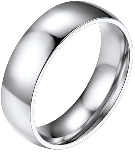 PROSTEEL Anillo Hombre Plata 6mm Ancho Acero Inoxidable Plateado Anillos de Compromiso Boda Alianza Tamaño 27,5 Joyas para Mujeres Hombres Parejas