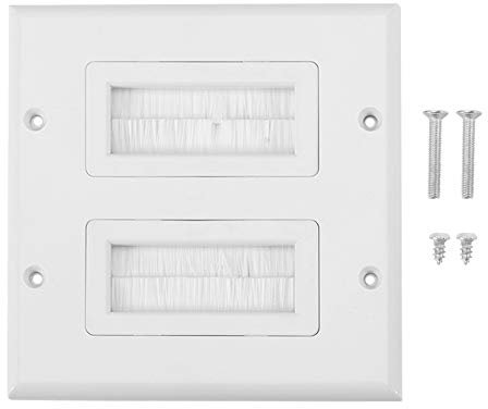 Piastra a Spazzola Bianca Piastra Anti-Polvere per Montaggio a Parete Passacavo per Cavo Passante per Cavo a Una Sola Presa di Accesso alla Presa a Muro(12.5x11.5cm)