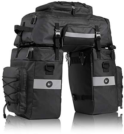 BAIGIO Fahrrad Gepäckträgertasche 3 in 1 Multifunktion wasserdichte Fahrradtasche 75L Hinterradtasche mit Regenschutz (Schwarz)