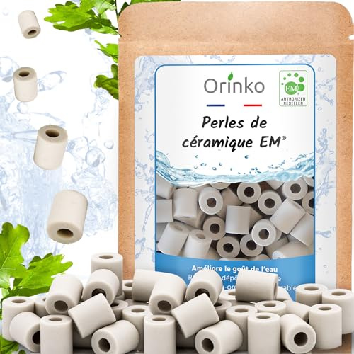 ORINKO® Perle di Ceramica EM Grigie x80 - Filtrazione Naturale per Acqua Rubinetto - Anticalcare per Elettrodomestici e Vasi Piante - Durata 10 Anni - Microorganismi Efficaci senza Plastica