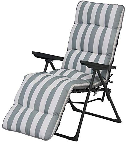 Sainsburys Sonnenliege, gepolstert, mit Liegestuhl, Grau / Weiß gestreift