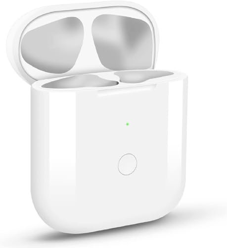 Hearkey Wireless Charging Case Compatible with Air Pods 1st & 2nd Gen, Charger Case Replacement with Sync Button Bluetooth Pairing 5 Times Full Charge White