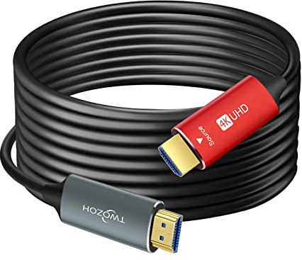 Twozoh HDMI fiber optisk kabel 100M, 4K fiber HDMI-sladd stöder 4K@60Hz/18Gbps
