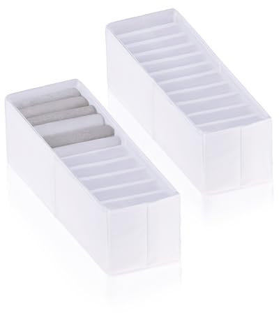 ROW&LINE® – Organizer – 11 extra hohe Fächer für Unterwäsche, BHs & Kleidung – Ordnungssystem Wickeltisch – strapazierfähig & abwaschbar für jeden Schrank & Schublade – weiß – Size: 2x S