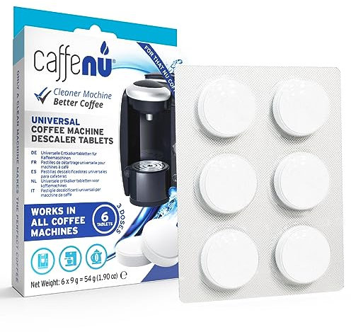 Caffenu Compresse decalcificanti Confezione da 6 | Pastiglie anticalcare per macchina da caffè | Adatto per Nespresso, Delonghi, Lavazza | Rimuove calcare e depositi | Completa il tuo barista
