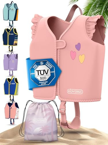 KIDVERSE Schwimmweste Kinder 2-3 Jahre - TÜV geprüfte Schwimmhilfe mit Bauchumfang bis 56cm - Schwimmhilfe Kinder 2-3 Jahre - Kinderschwimmweste zum Schwimmen Lernen - Komfort Schwimmweste Kind