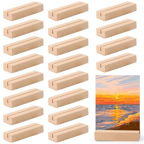 LONHCHI 20 portacarte in legno, 8 x 1,5 x 2,5 cm, in legno, porta foto, menù, per cartoline, per ristoranti, matrimoni,