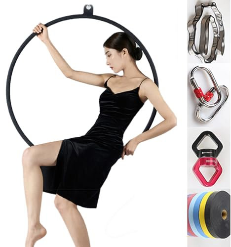 ExoticaBlend Luftring, Luftreifen, Einpunkt Lyra Hoop Set, Yoga Reifen Aus Edelstahl, Aerial Yoga AusrüStung Yoga Reifen, FüR Akrobatische Darbietungen,90cm-2.5cm