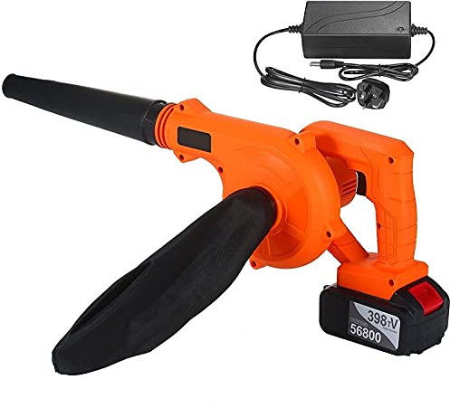 OZBME Sopladores Soplador de Hojas inalámbrico Aspirador de Hojas inalámbrico Aspirador eléctrico con batería de Litio 2 en 1 Aspirador para Limpiar Polvo Hoja Aspirador de Nieve (Naranja A)