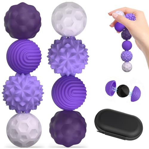Flying Pottery 8 Pièces Silicone Antistress Balles, Boules de Décompression Sensorielle, Boules Anti-Stress pour Adultes, pour Soulager Le Stress et l'anxiété