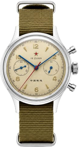 SEAKOSS Retro-Chronograph Seagull 1963 Original Seagull ST1901 Movement Men Mechanical Watch Hand Winding Sapphire & Acrylic Mirror Pilot Wristwatch (38mm-Acrylic No Gooseneck)