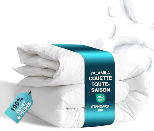 Yalamila Double Duvet 10.5 Tog ｜Feather & Down Fiber Comforter with Cotton Cover｜All Season Hotel Luxury Bedding with Corner Tabs，Double-Stitched, Machine Washable(200 x 200cm)