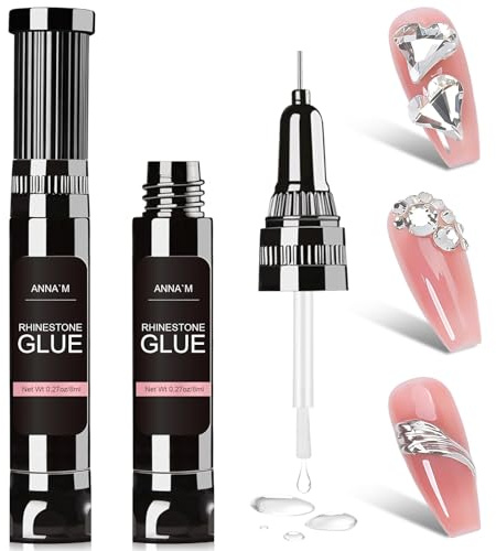 8ml Colla per gel Unghie,Nail Art Strass colla,Colla Per Unghie Super Appiccicosa,Gel unghie adesivo a doppia testa per gemme e gioielli,Adatto a diversi gruppi di persone(2 pezzi)