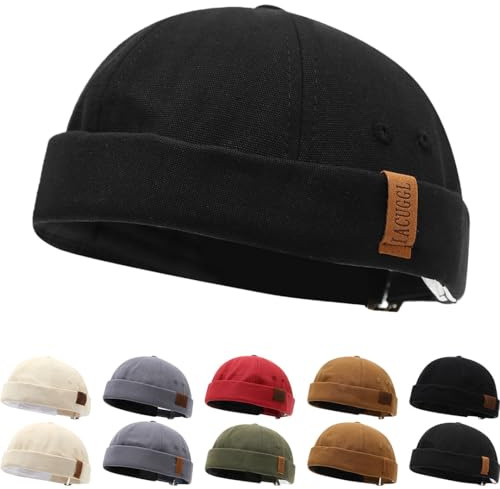 Casquette Docker pour Homme Femme Bonnet Docker Hat Bonnet Docker en Coton Casquette sans Visière Bonnet de Marin