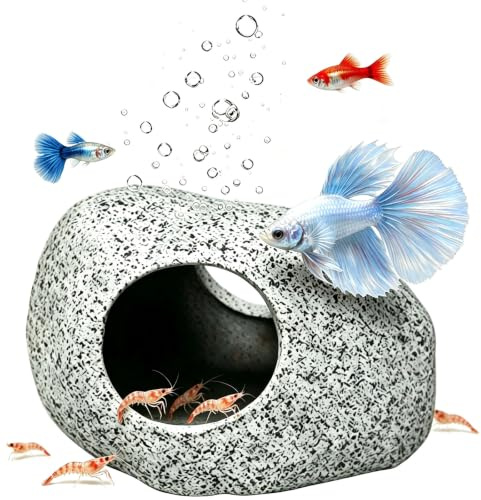 Ceramic Fish Tank Hideout Cave for Betta Fish & Shrimp