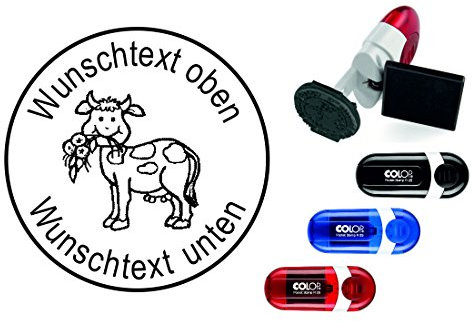 Geocachings Temple Cow with Blumenstrauss with Personalised Name/Nickname Round Stamp Geocaching CACHE Pockets Temple