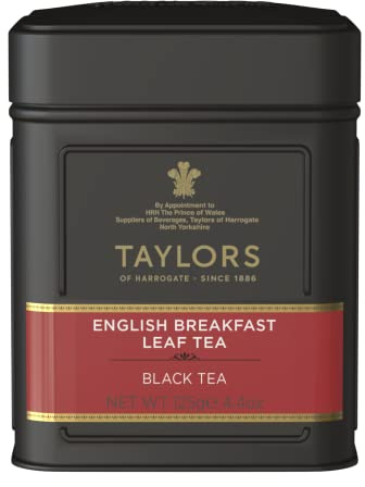 Taylors of Harrogate English Breakfast, Black Loose Leaf, 4.41 Ounce Tin Caddy (Pack of 1), Rich, Bright & Malty, Caffeinated, Premium Whole Leaf Tea