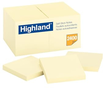 Highland Sticky Notes, 3 x 3 Inches, Yellow, Set of 24 (6549-24)