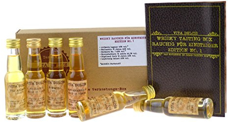 Vita Dulcis Whisky Rauchig für Einsteiger Tasting Probierset | 6x0,02l mit Verkostungsbooklet | Probier Set | Whisky Set