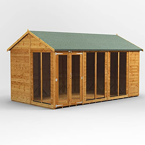 Powersheds High Grade Premium Apex Summer House Wooden Shed with Security Features, PVC Window Sills, Door & Window Flexibility, made from Extra Thick Timber