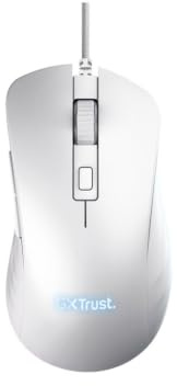 Trust Gaming GXT 924W Ybar + högpresterande spelmus, 25 600 DPI, 50% återvunnen plast, 25 K optisk sensor, 6 programmerbara knappar, bekväm trådbunden RGB-mus, dator, PC, bärbar dator – vit