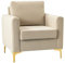 HULALA HOME Fauteuil Club d'appoint en Velours, Fauteuil Moderne avec, Chaise de Loisirs du Moyen Âge,avec Accoudoirs et Pieds en Métal,Blanc