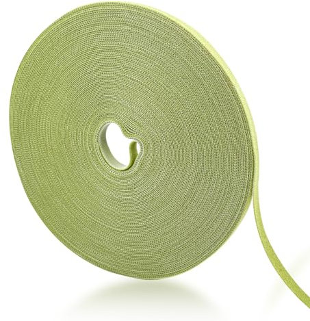 Magrimaxio 20m x 10mm Brida para Plantas Cinta Verde, Cinta de Planta de Nylon Resistentes a la Intemperie Reutilizable, Bridas para Cables Rollo Autoadhesiva para Sujetar Las Plantas Escalada Ayuda