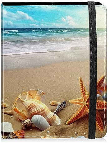 Photo Album 4x6 Photos - 60 Photos Capacity PU Leather Cover Photo Album with Strong Elastic Band, Portable Picture Album for Family Wedding Wedding Anniversary, Beach Starfish Shell