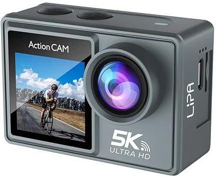 Lipa AT-M40R 5K Action Kamera IPS Wifi - Action Kamera wasserdicht - IMX Sensor - 21 Zubehör- 5K Auflösung - Dual Screen - Mic Anschluss USB - SD bis zu 256 GB - Fernbedienung -4K 60 FPS - EIS
