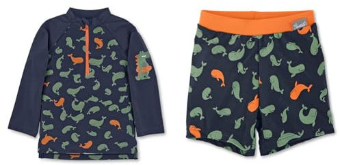 Sterntaler Baby - Jungen Langarm-Schwimmshirt Wale Rash Guard Shirt, Jungen zwemshort Kort walvis Badehose