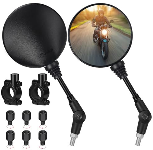 Universal Motorrad Spiegel Set,2x Lenkerklemme 22mm M10 (7/8),2x M10 Rechtsgewinde, 2x M8 Rechtsgewinde,1x M10 Linksgewinde, 1x M8 Linksgewinde, für ATV/Roller/Cruiser/Scooter/Moped/Quad Roller